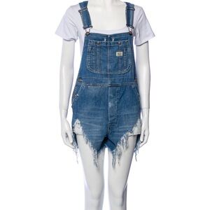 R13 Short Denim Overalls Blue